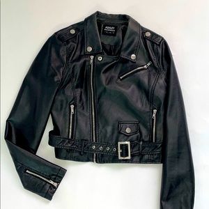leather jacket with silver zipper